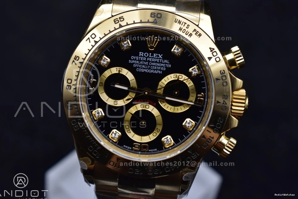 Daytona Diamonds on V Best 1:1 YG Edition 746 116508 QF Bracelet Dial Sporty Black SH4130 0808